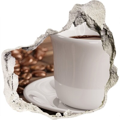 Wandtattoos Loch in der Wand Kaffee und Bohnen an der Wand im Hintergrund