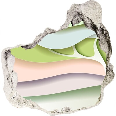 Wandaufkleber Loch 3D Eine zerbrochene Mauer mit Blick auf die Landschaft