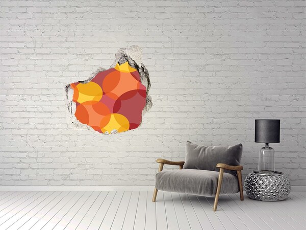 Wandfolien Loch in der Wand Bunte Kreise auf Betonhintergrund