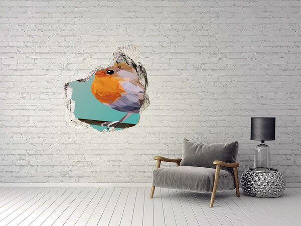 3D Wanddurchbruch Aufkleber Vogel in einem Loch in der Wand