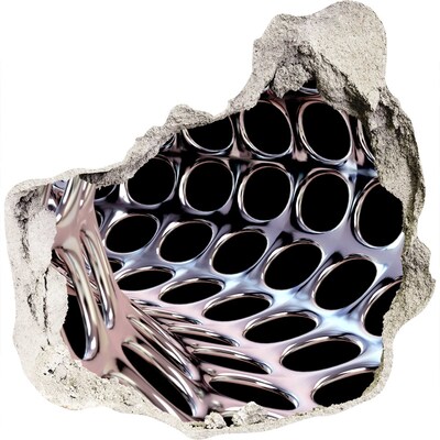 3D Wanddurchbruch Aufkleber Metallgitter durch ein Loch in der Wand