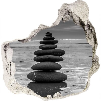 3D Wanddurchbruch Aufkleber Steintürme am Strand