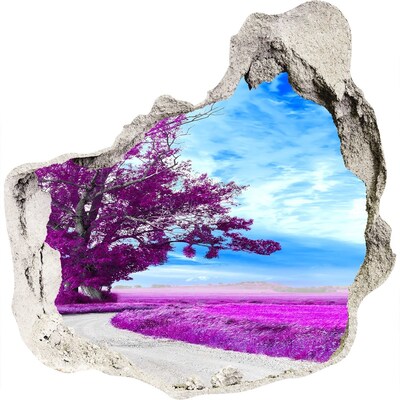 3D Wanddurchbruch Aufkleber Landschaft in Violetttönen
