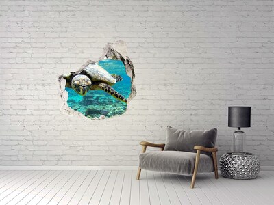 Wandtattoos Loch in der Wand Meeresschildkröte in einem Unterwasserparadies