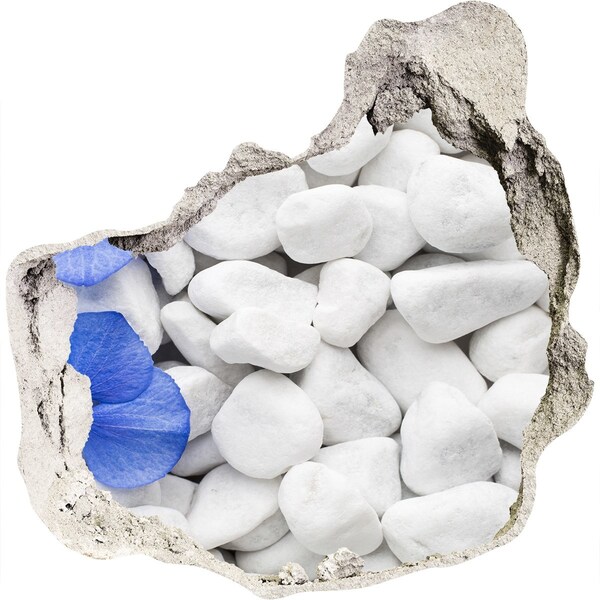 Wandaufkleber Loch 3D Strandkiesel mit blauem Akzent