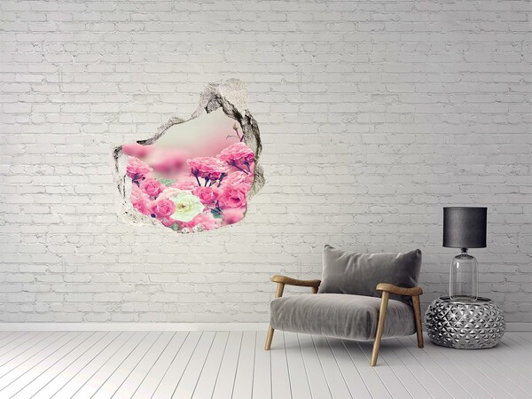 Wandtattoos Loch in der Wand Ein Blumenparadies hinter der Mauer