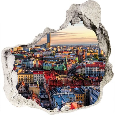 Wandtattoos Loch in der Wand Ein Blick aus der Vogelperspektive auf die Stadt