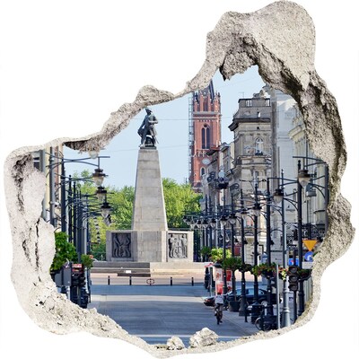 3D Wanddurchbruch Aufkleber Straße mit einem Denkmal