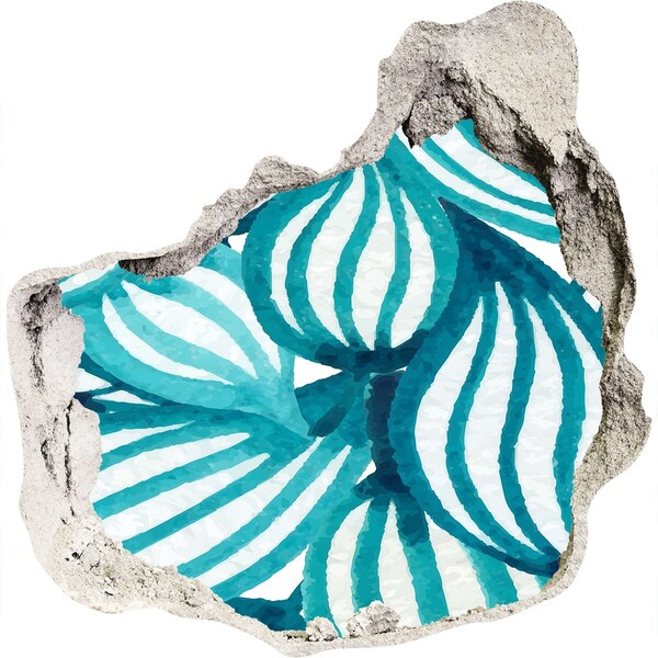 Mauerdurchbruch Aufkleber Tropische Blätter in einem Loch in der Wand