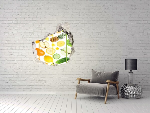 Wandtattoos Loch in der Wand Frisches Obst im Beton