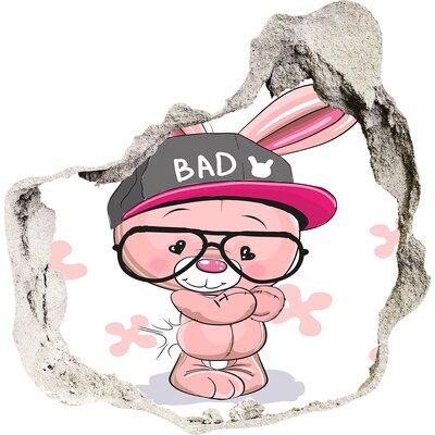Mauerdurchbruch Aufkleber Hase mit Hut