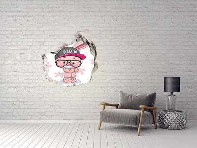 Mauerdurchbruch Aufkleber Hase mit Hut