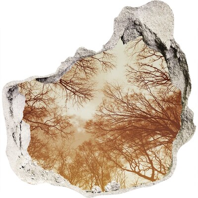 Wandtattoos Loch in der Wand Spiegelung von Bäumen in einer zerstörten Mauer