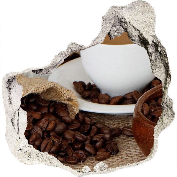 3D Wandtattoos Mauerdurchbruch Kaffeegenuss ganz bequem von zu Hause aus