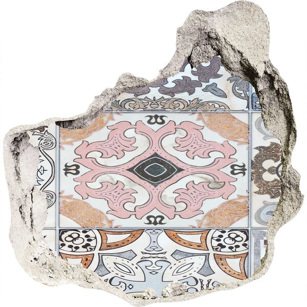 Wandfolien Loch in der Wand Ein abgenutzter Boden mit bunten Fliesen