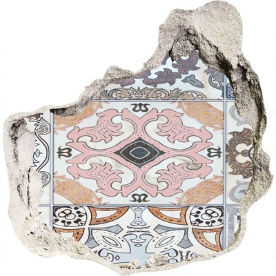 Wandfolien Loch in der Wand Ein abgenutzter Boden mit bunten Fliesen