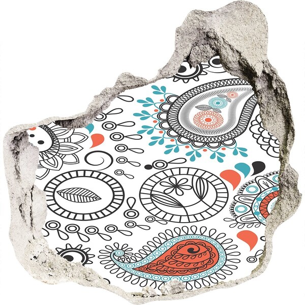 3D Wanddurchbruch Aufkleber Boho-Muster