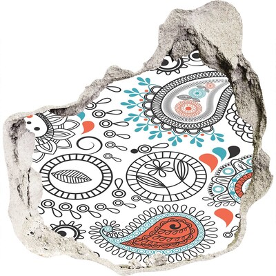 3D Wanddurchbruch Aufkleber Boho-Muster