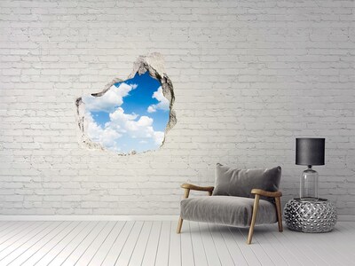 3D Wanddurchbruch Aufkleber Himmel mit Wolken durch ein Loch in der Wand