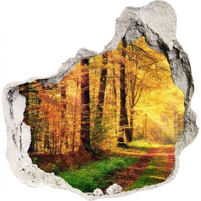 Wandaufkleber Loch 3D Goldener Herbst im Wald