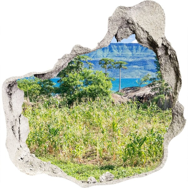 Wandaufkleber Loch 3D Tropische Landschaft hinter dem Loch in der Wand
