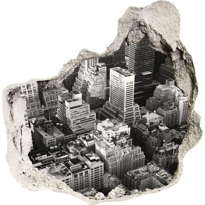 3D Wanddurchbruch Aufkleber Blick auf den Großstadtdschungel