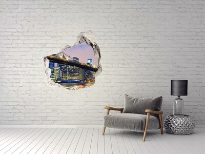 Mauerdurchbruch Aufkleber Brooklyn Bridge bei Nacht