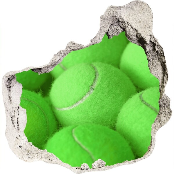 3D Wandtattoos Mauerdurchbruch Grüne Tennisbälle hinter der Wand