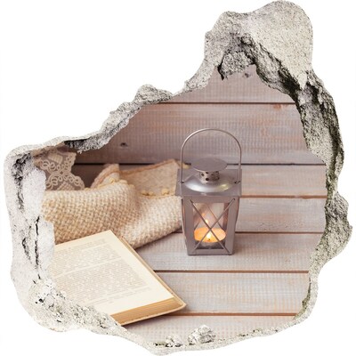 Wandaufkleber Loch 3D Eine gemütliche Ecke mit einer Laterne