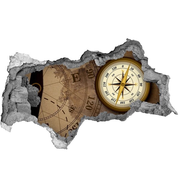 Wandaufkleber Loch 3D Karte des verlorenen Schatzes