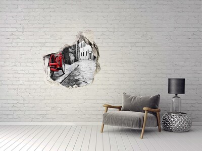 Wandtattoos Loch in der Wand Ein rotes Fahrrad in einer charmanten Straße