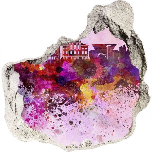 Mauerdurchbruch Aufkleber Farbenfroher Blick auf die Stadt