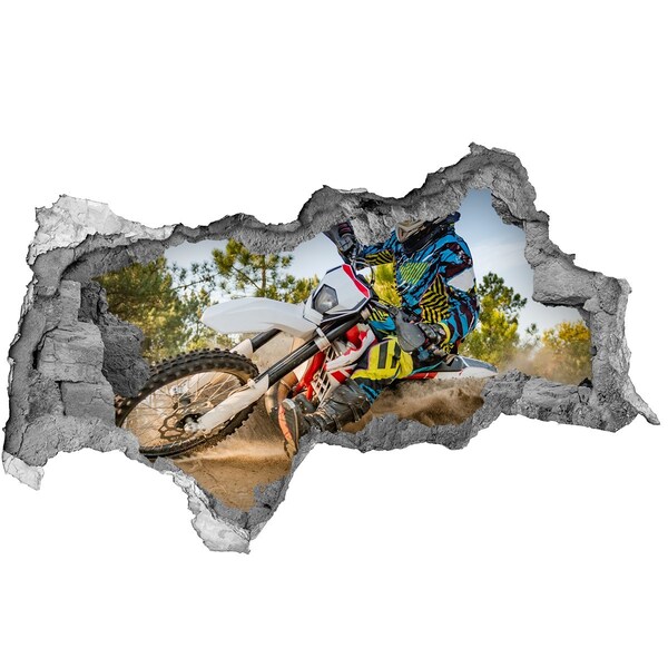 Wandaufkleber Loch 3D Motocross in Aktion