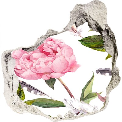 Wandfolien Loch in der Wand Blumenwandbild durch ein Loch in der Wand