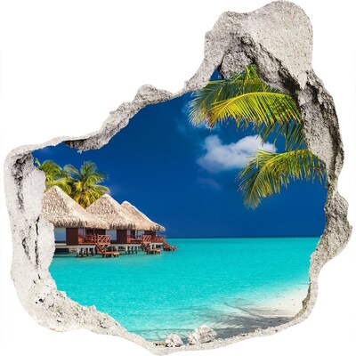 Wandfolien Loch in der Wand Eine tropische Oase am Wasser