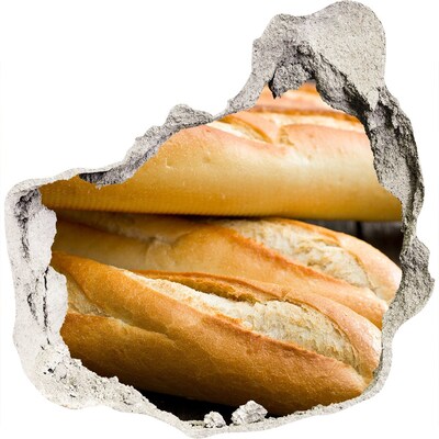 Wandaufkleber Loch 3D Frische Baguettes in der Wand