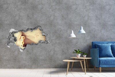 Wandaufkleber Loch 3D Liebe in einer zerbrochenen Mauer