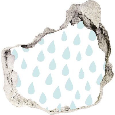 Wandaufkleber Loch 3D Regentropfen hinter der Mauer