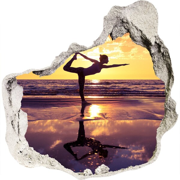 3D Wandtattoos Mauerdurchbruch Yoga am Strand bei Sonnenuntergang
