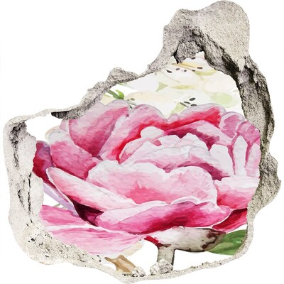 3D Wanddurchbruch Aufkleber Blumenlandschaft im Loch-in-der-Wand-Stil