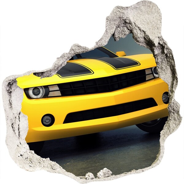 3D Wandtattoos Mauerdurchbruch Eine zerstörte Mauer mit einem gelben Auto