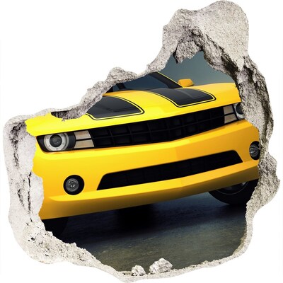 3D Wandtattoos Mauerdurchbruch Eine zerstörte Mauer mit einem gelben Auto