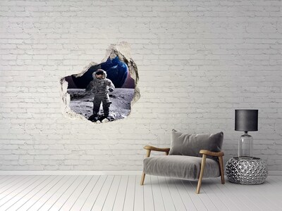 Wandfolien Loch in der Wand Astronaut auf dem Mond