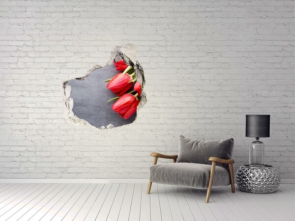 3D Wandtattoos Mauerdurchbruch Blumen aus Beton