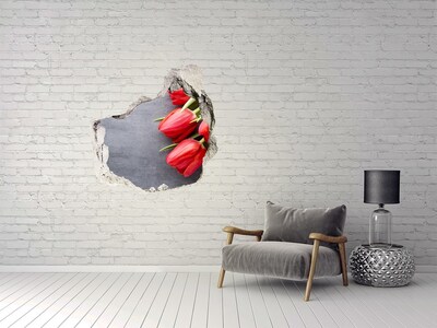 3D Wandtattoos Mauerdurchbruch Blumen aus Beton