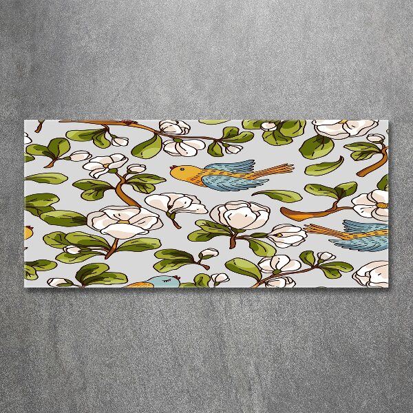 Acrylglas-Druck Blumen und Vögel