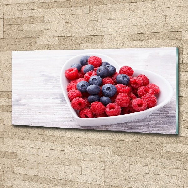 Acrylbild Fotodruck Himbeeren und Blaubeeren