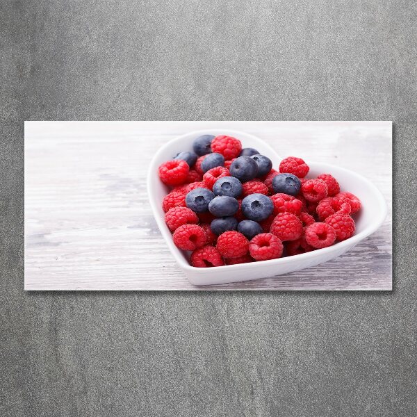 Acrylbild Fotodruck Himbeeren und Blaubeeren