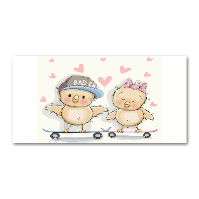 Bild auf Acrylglas Vögel auf einem Skateboard