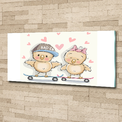 Bild auf Acrylglas Vögel auf einem Skateboard